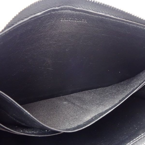 083574 6 Balenciaga Round Zipper Long Wallet Calf Black