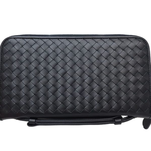 083575 3 Bottega Veneta Travel Case Intrecciato Long Wallet Leather Black