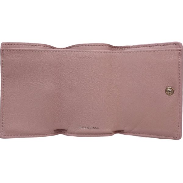 083702 5 Balenciaga Paper Mini Wallet Tri Fold Smooth Leather Light Rose