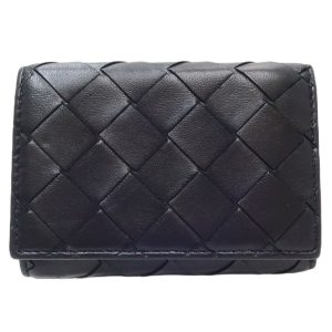 083731 1 Bottega Veneta Zipper Wallet Intrecciato Trifold Leather Black