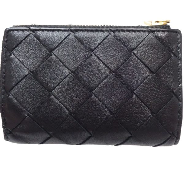 083731 3 Bottega Veneta Zipper Wallet Intrecciato Trifold Leather Black