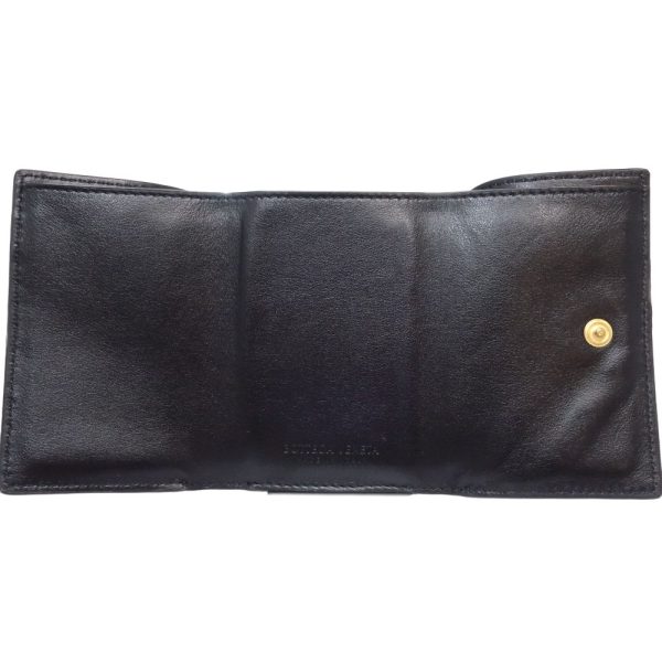 083731 5 Bottega Veneta Zipper Wallet Intrecciato Trifold Leather Black