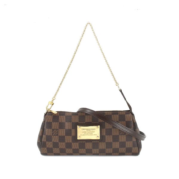 1 Louis Vuitton Damier Eva 2 way Hand Shoulder Bag Ebene Brown