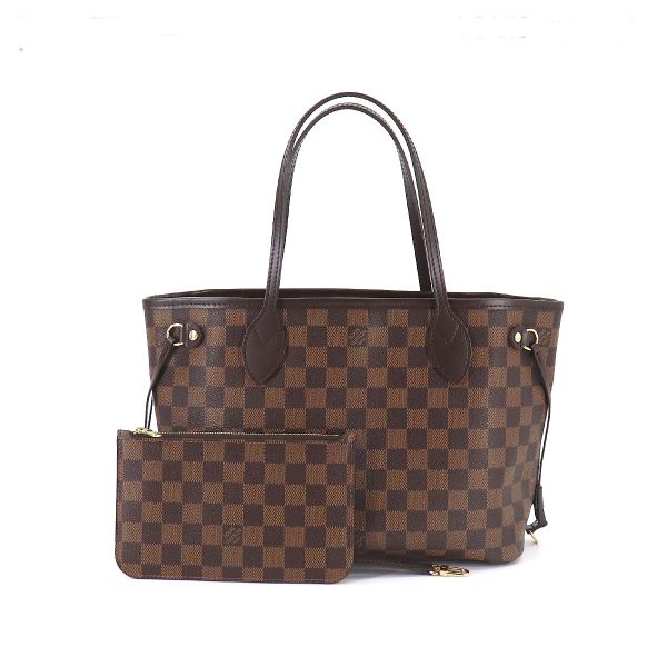 1 Louis Vuitton Damier Neverfull PM Tote Bag Brown Gold Hardware