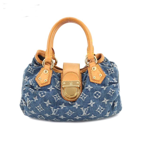 1 Louis Vuitton Monogram Denim Pleaty Canvas Leather Blue