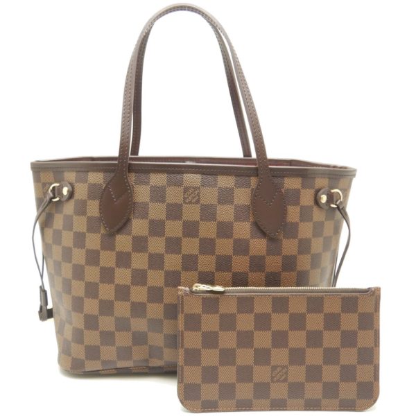 1 Louis Vuitton Damier Neverfull PM Ebene Tote Bag Brown