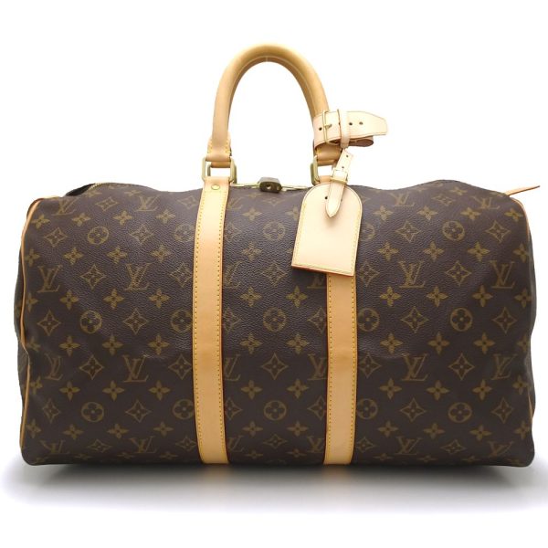 1 Louis Vuitton Monogram Keepall 45 Boston Bag Brown