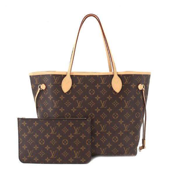 1 Louis Vuitton Monogram Neverfull MM Tote Bag Brown Gold Hardware