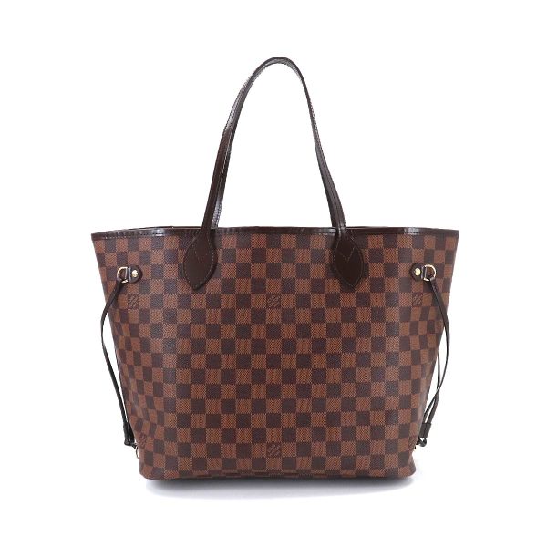 1 Louis Vuitton Damier Neverfull MM Ebene Series Brown Gold Metal Fittings