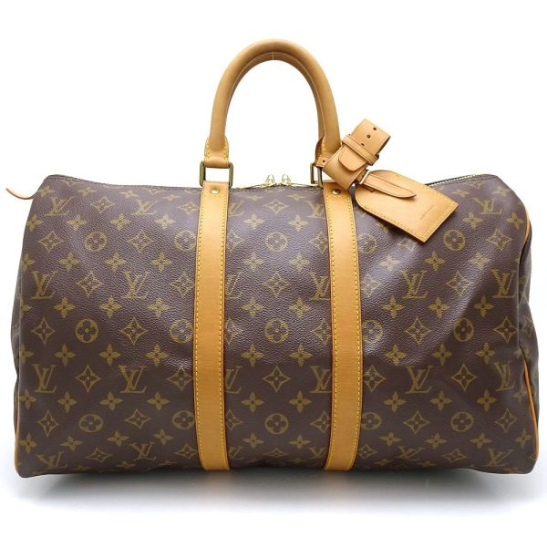 1 Louis Vuitton Monogram Keepall 45 Boston Bag Brown