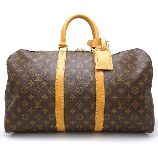 1 Louis Vuitton Monogram Keepall 45 Handbag Brown