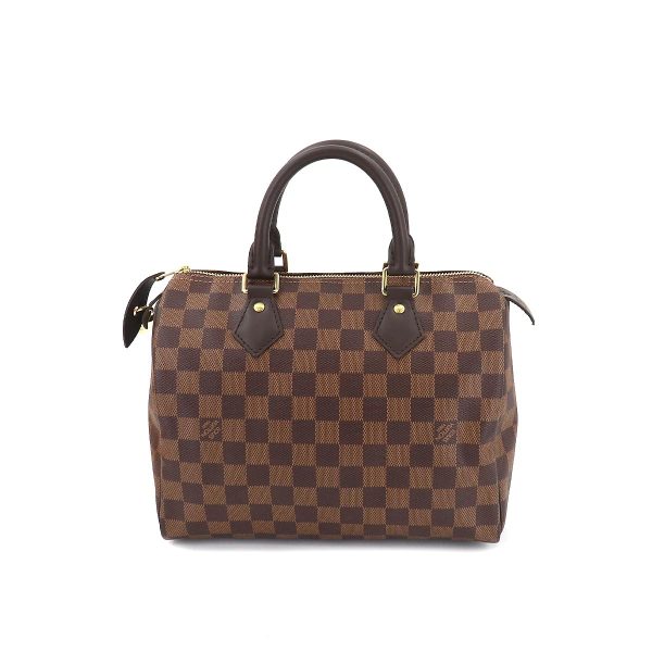 1 Louis Vuitton Damier Speedy 25 Hand Bag Ebene Brown Gold Hardware