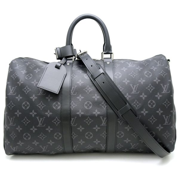 1 Louis Vuitton Monogram Keepall Bandouliere 45 Boston Bag Black