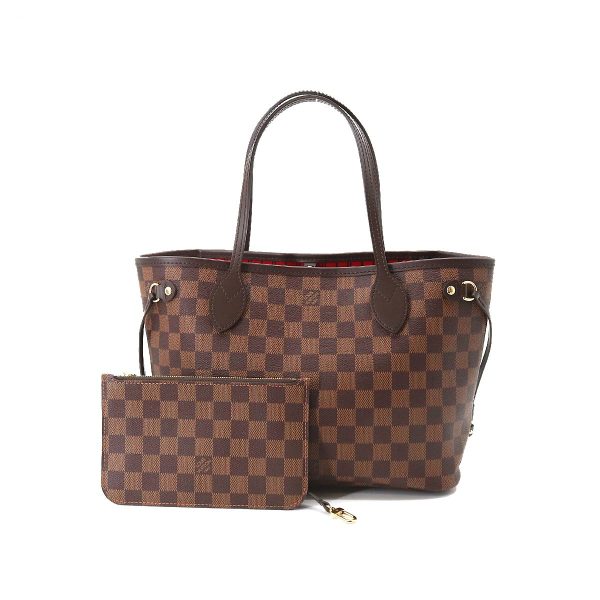 1 Louis Vuitton Damier Neverfull PM Tote Bag Brown Gold Hardware