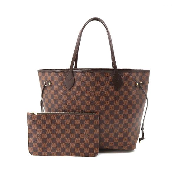 1 Louis Vuitton Damier Neverfull MM Tote Bag Ebene Cerise Brown Gold Hardware