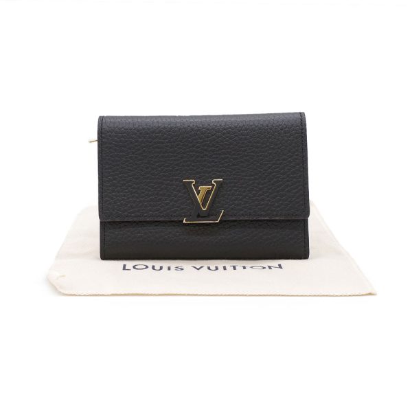 1 Louis Vuitton Portefeuille Capucines Compact Folding Wallet Noir