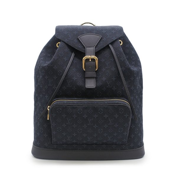 1 Louis Vuitton Montsouris GM Backpack Rucksack Tst Blue Navy