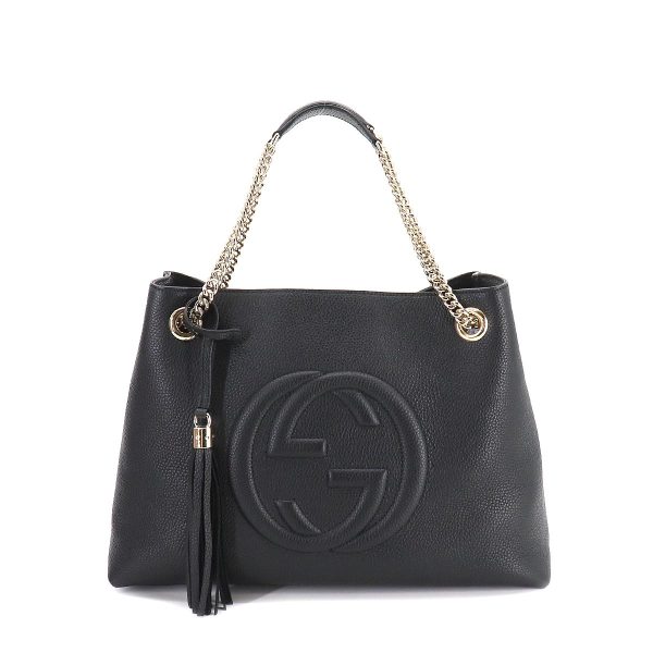 1 Gucci Interlocking GG Soho Chain Tote Bag Leather Black