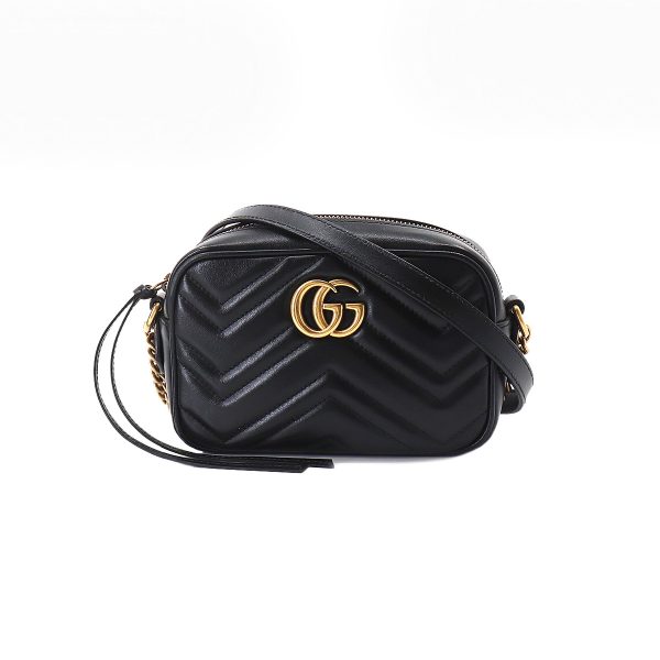 1 Gucci GG Marmont Quilting Mini Chain Shoulder Bag Leather Black