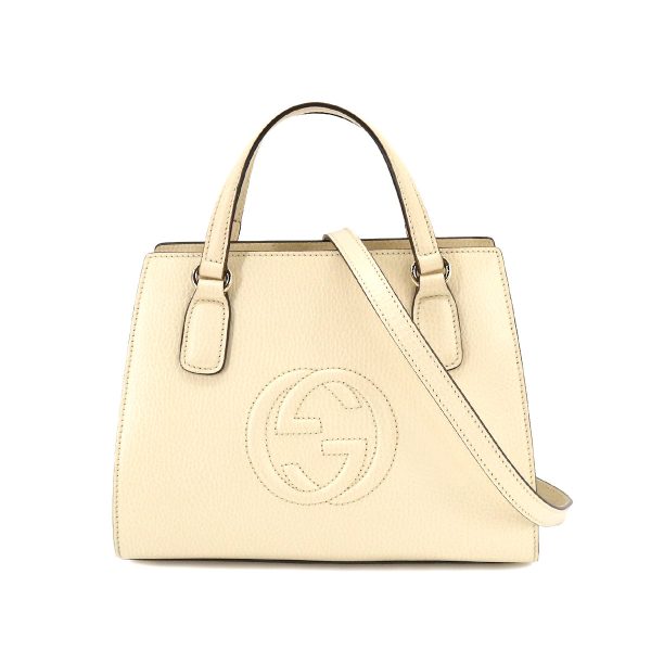 1 Gucci Soho Interlocking GG Shoulder Bag Leather White Ivory