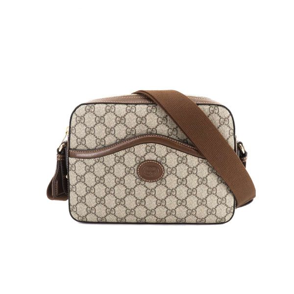 1 Gucci Interlocking G GG Supreme Messenger Shoulder Bag Leather Beige Brown