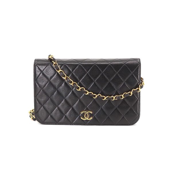 1 Chanel Matelasse Chain Shoulder Bag Leather Black Gold Hardware Push Lock