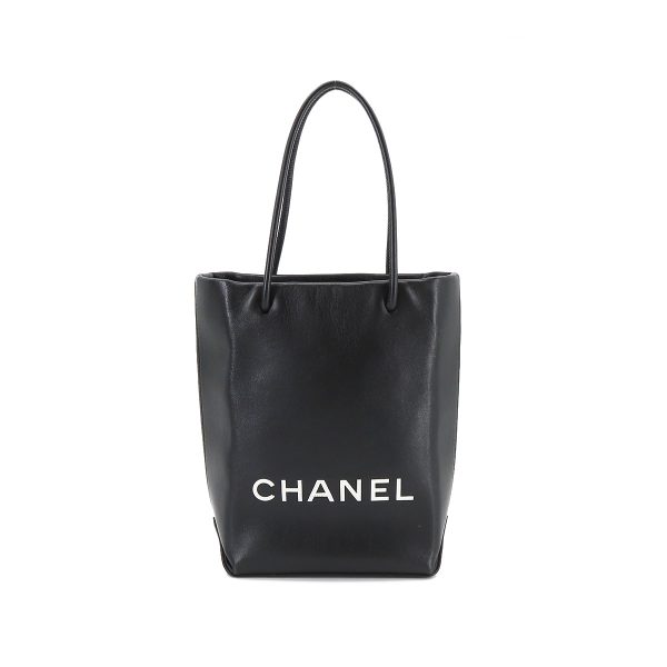 1 Chanel Essential Tote Bag Leather Black Silver Metal Fittings