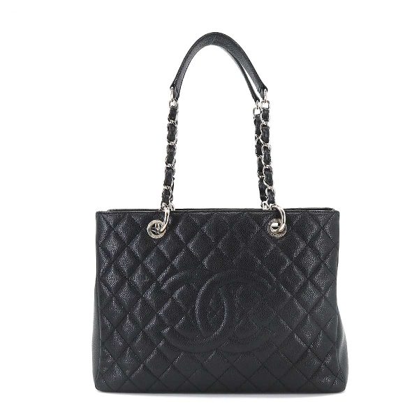 1 Chanel Matelasse Grand Shopping Chain Tote Bag GST Caviar Skin Black