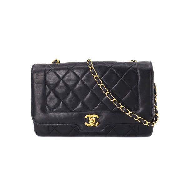 1 Chanel Matelasse Chain Shoulder Bag Leather Black Gold Metal Fittings