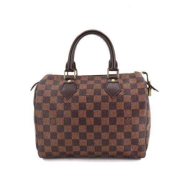 1 Louis Vuitton Damier Speedy 25 Hand Bag Ebene Brown Gold Hardware