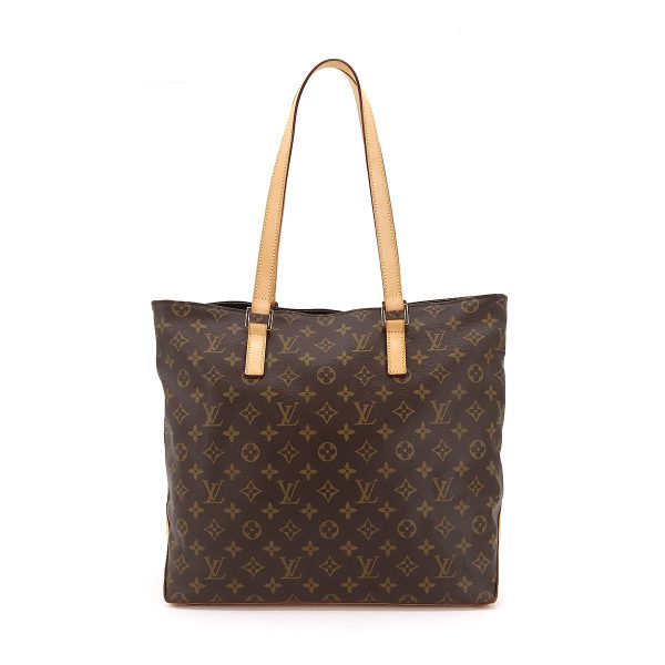 1 Louis Vuitton Monogram Cabas Mezzo Tote Bag Brown Gold Metal Fittings