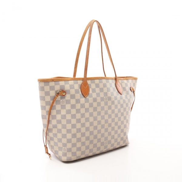 1 Louis Vuitton Neverfull MM Damier Azur Shoulder Bag Tote Bag White