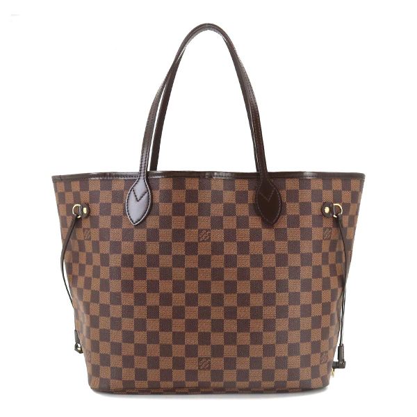 1 Louis Vuitton Damier Neverfull MM Tote Bag Ebene Cerise Brown Gold Hardware