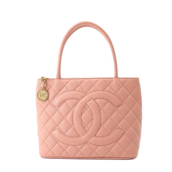 1 Chanel Reissue Tote Bag Caviar Skin Leather Pink Gold Metal Fittings