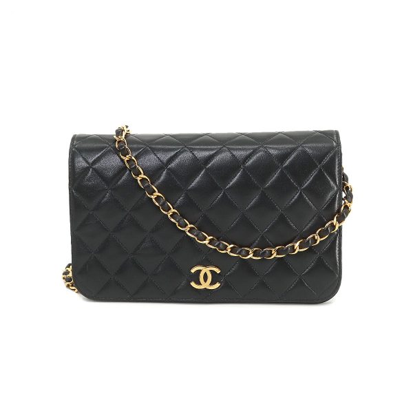 1 Chanel Matelasse Chain Shoulder Bag Leather Black Gold Hardware Push Lock