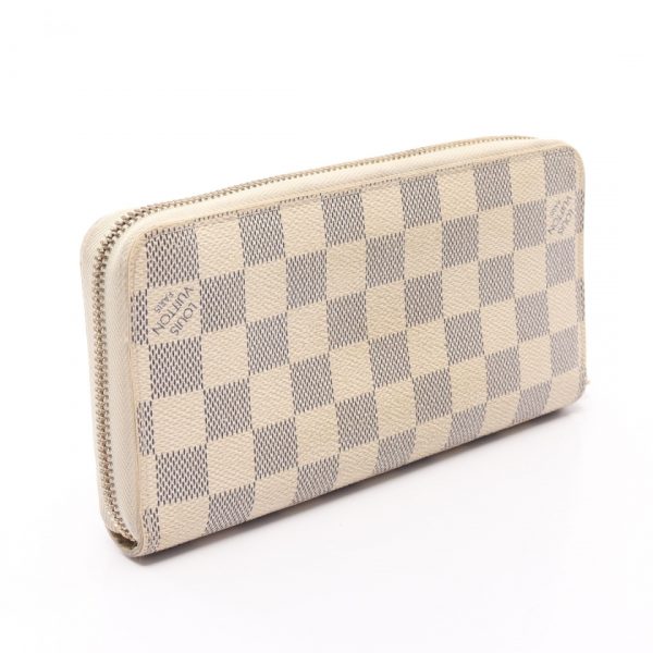 1 Louis Vuitton Wallet Damier Azur Round Zipper White