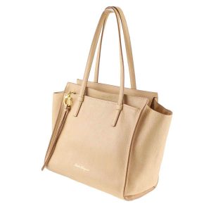 1 Salvatore Ferragamo Amy AMY Tote Bag Gancini Shoulder Bag Beige