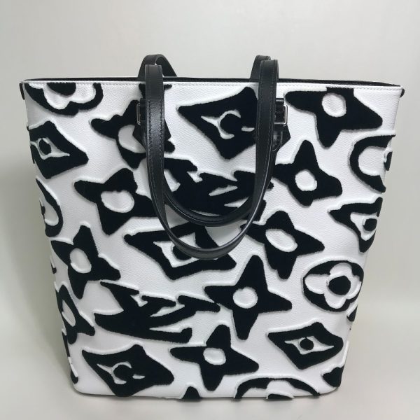 1 Louis Vuitton Tufted Monogram Handbag Tote Bag White Black