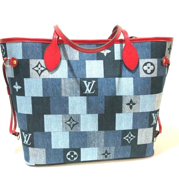 1 Louis Vuitton Patchwork Neverfull MM Shoulder Bag Denim Blue