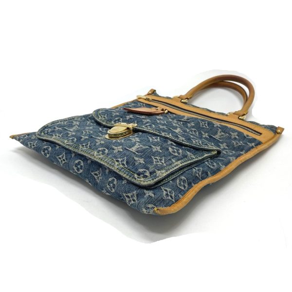 1 Louis Vuitton Monogram Denim Flat Shopper Tote Bag Blue