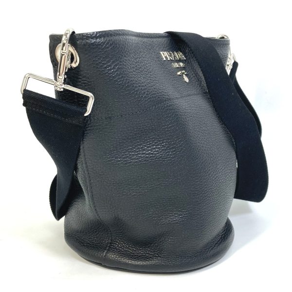 1 Prada Vitello Dyno Bucket Diagonal Shoulder Bag Black