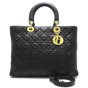 1 Christian Dior Lady Dior Cannage Lambskin Black