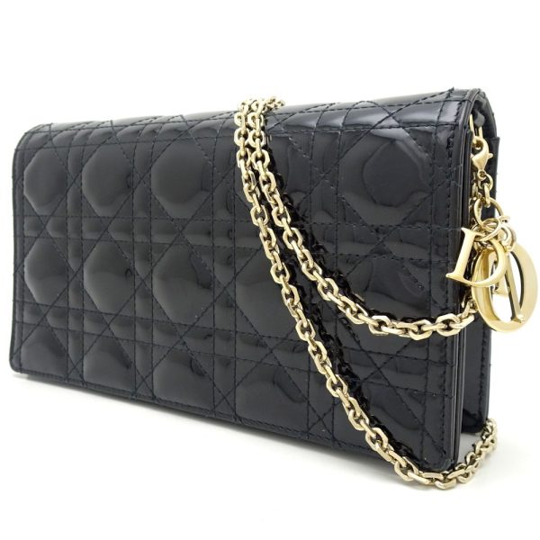 1 Christian Dior Chain Shoulder Bag Diagonal Cannage Black