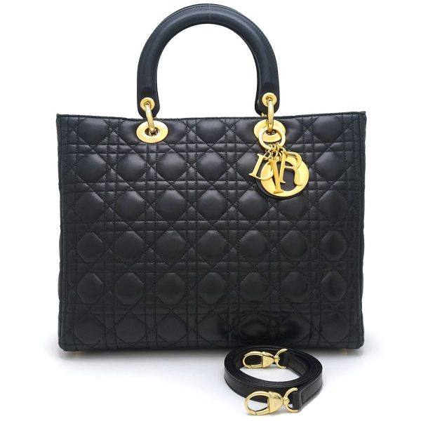 1 Christian Dior Large 2way Bag Cannage Lambskin Black