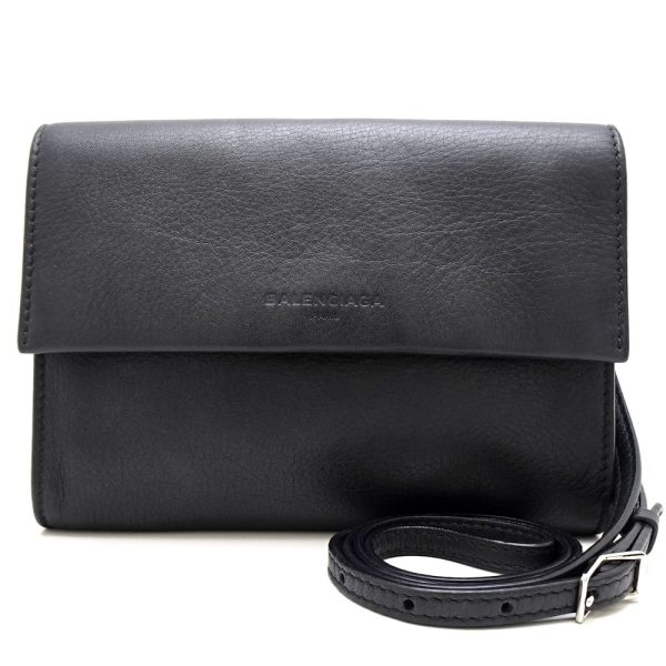 1 Balenciaga Shoulder Bag Diagonal Leather Black