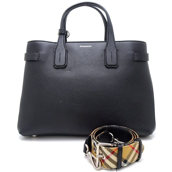 1 Burberry Medium Banner 2way Bag Calf Black