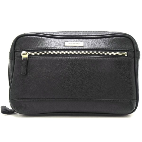 1 Burberry Shoulder Bag Clutch Leather Black