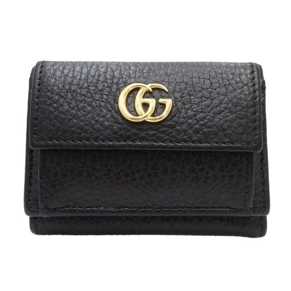 1 Gucci Compact Wallet Trifold Petit Marmont Leather Black