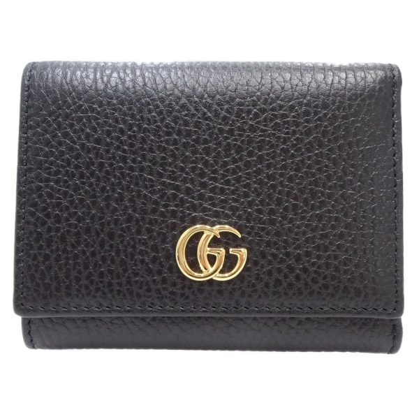 1 Gucci Compact Wallet Tri fold Petit Marmont Leather Black