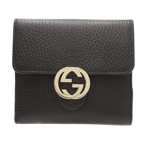 1 Gucci Compact Wallet W Hook Interlocking G Leather Black